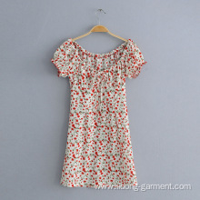 Women Printed Chiffon Short Sleeve Mini Casual Dress